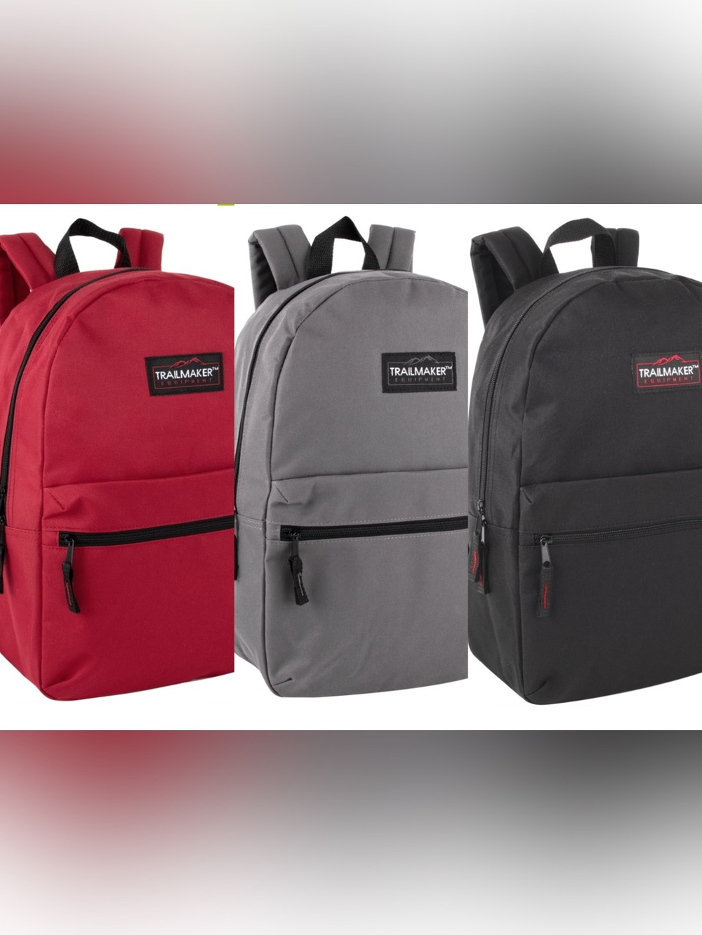 Trailmaker Kids 17 Inch Backpack with Front Zipper Accessory Pocket -3 Pack NWOT